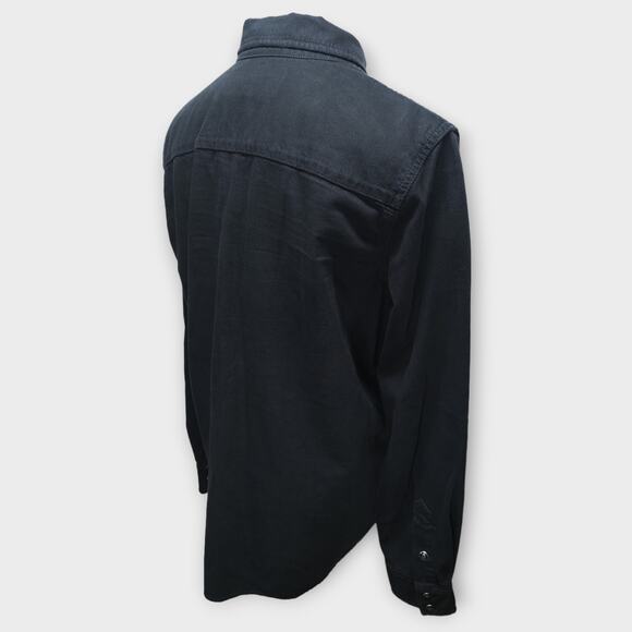 Women's Lucky Brand Black Long Sleeve Button Up Black Pearl Snaps Large - Picture 5 of 7